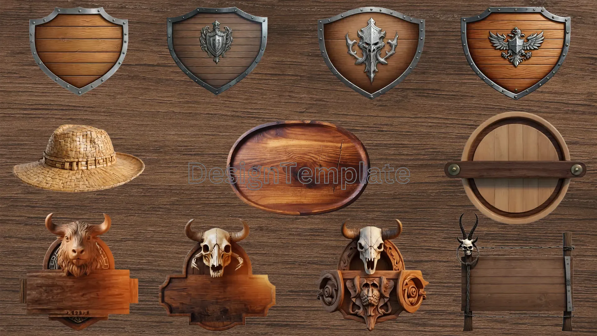 Multiple Shield Types 3D Design Elements Pack